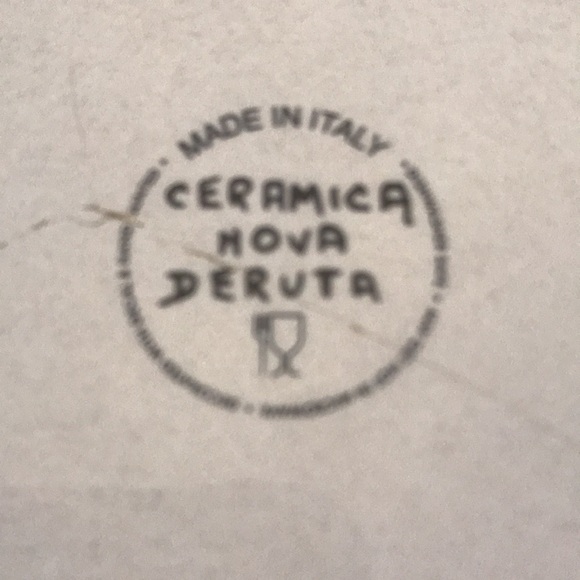 CERAMICA NOVA DERUTA serving bowl Made in Italy Hand painted and decals 3” X 11” - Picture 4 of 13